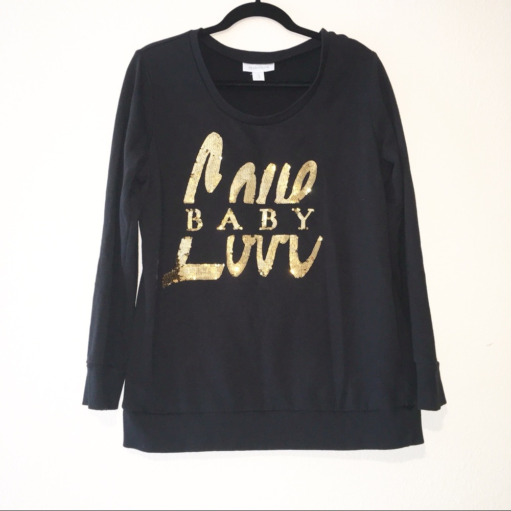 Motherhood Maternity Baby Love Sequin Crewneck